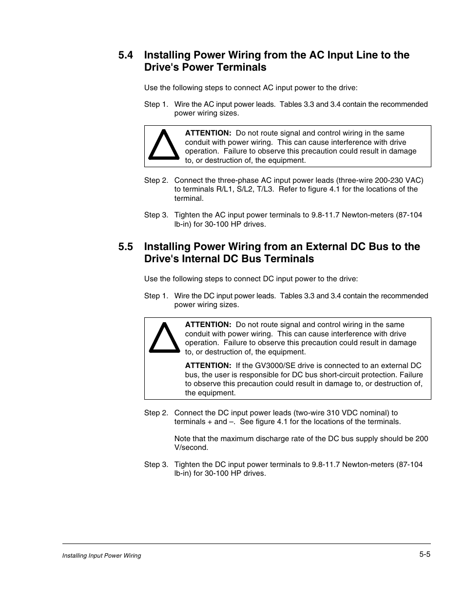 Rockwell Automation GV3000/SE AC Drive 30-100HP, 230VAC V6.04 Hardware Ref, Install, Troubleshooting User Manual | Page 47 / 82