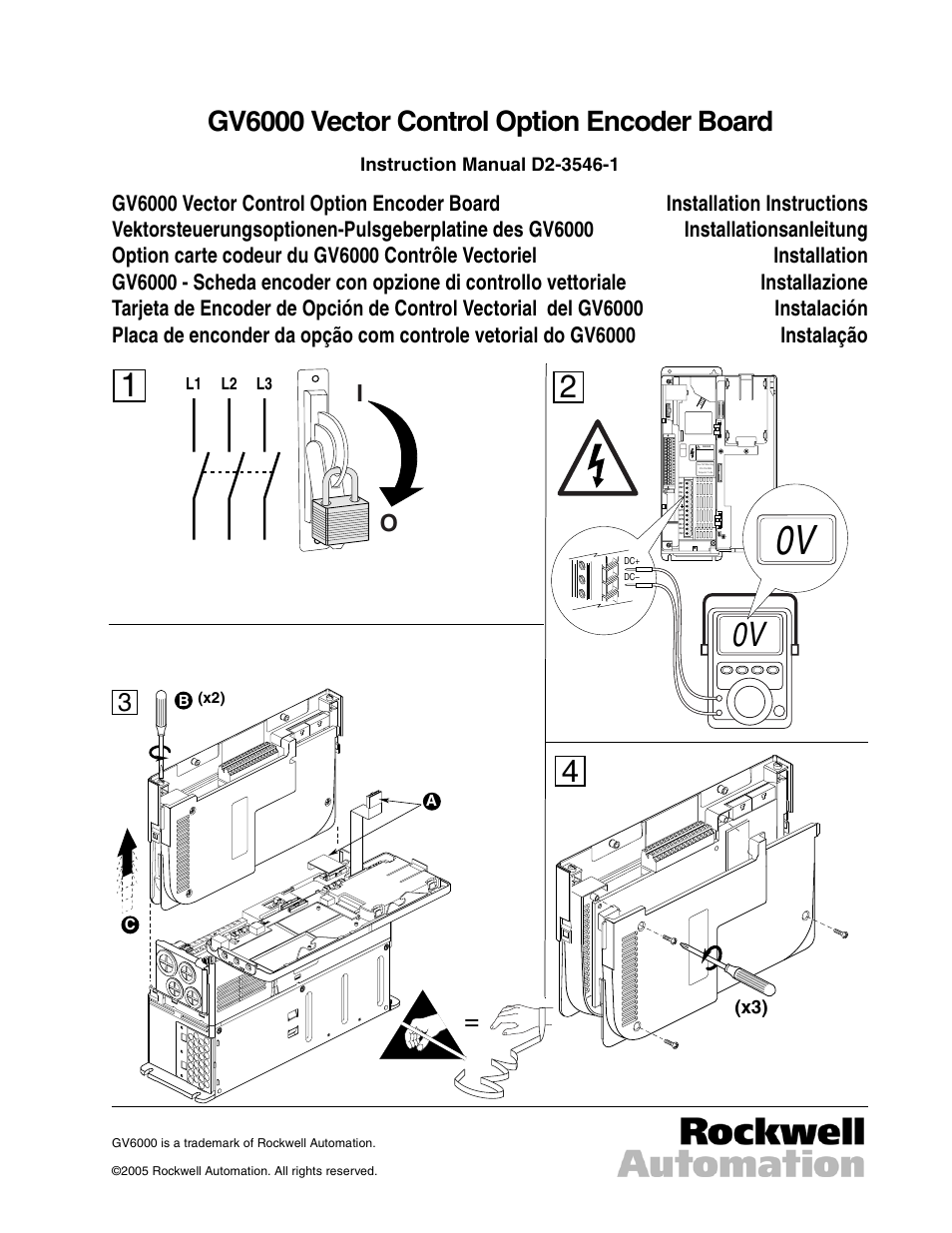 Rockwell Automation GV6000 Vector Control Option Encoder Board User Manual | 4 pages