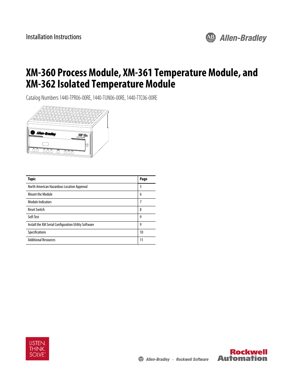 Rockwell Automation 1440-TTC06-00RE XM-362 Isolated Temperature Module User Manual | 12 pages