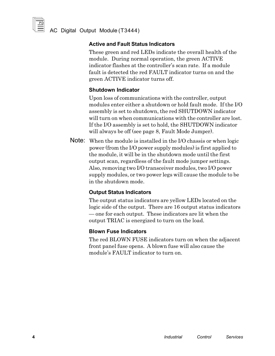 Rockwell Automation T3444 ICS Regent 110 VAC Digital Output Module User Manual | Page 4 / 14
