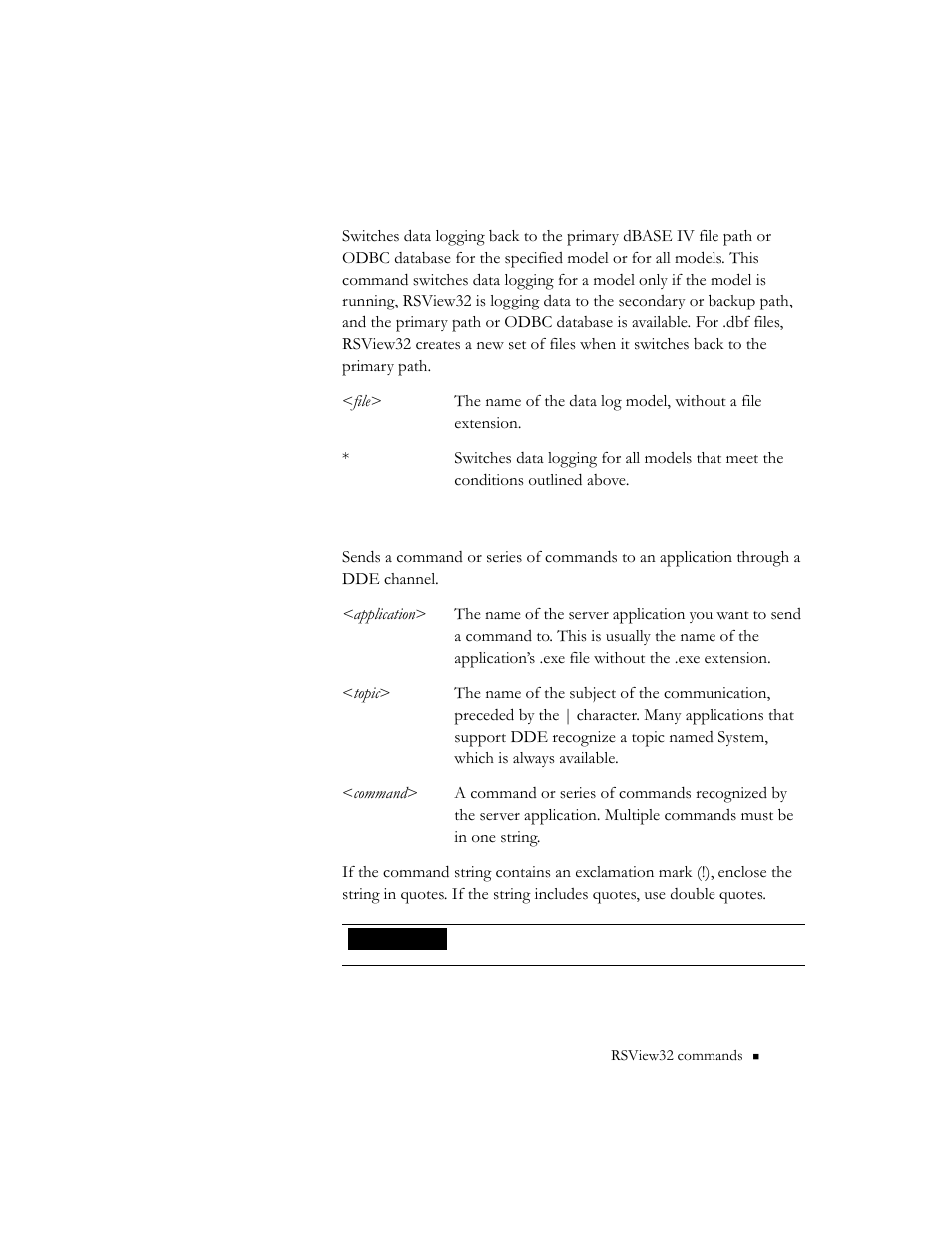 Datalogswitch back, Ddeexecute | Rockwell Automation RSView32 Runtime Users Guide User Manual | Page 50 / 89