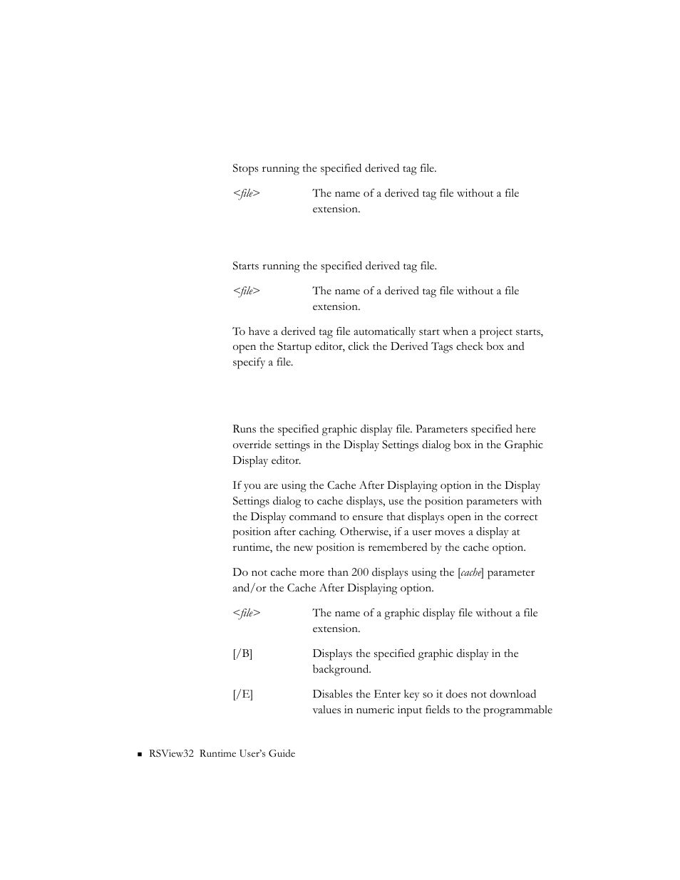 Derivedoff, Derivedon, Display | Rockwell Automation RSView32 Runtime Users Guide User Manual | Page 53 / 89