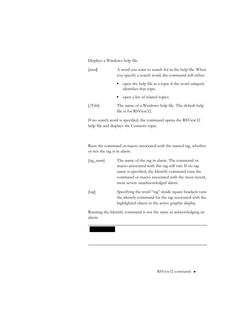 Help, Identify | Rockwell Automation RSView32 Runtime Users Guide User Manual | Page 60 / 89