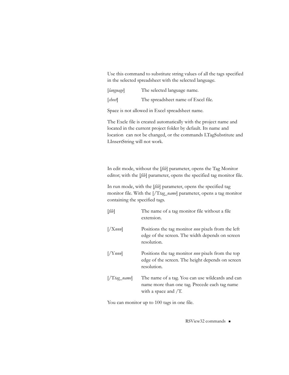 Ltagsubstitute, Ltagsubstitute [language] [sheet, Monitor | Rockwell Automation RSView32 Runtime Users Guide User Manual | Page 64 / 89