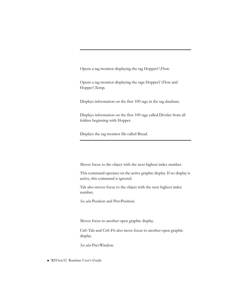 Nextposition, Nextwindow | Rockwell Automation RSView32 Runtime Users Guide User Manual | Page 65 / 89