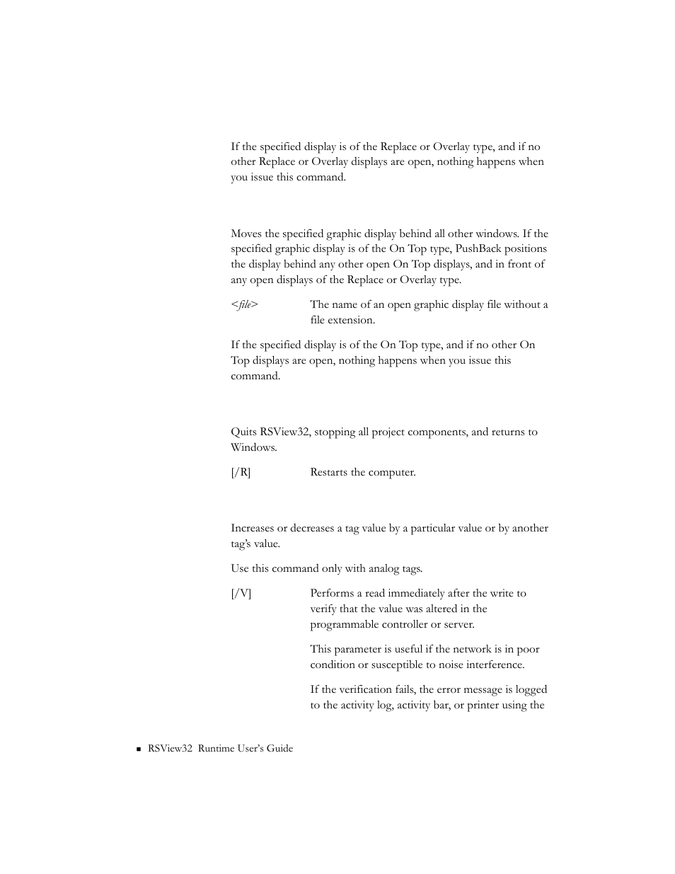 Pushback, Quit, Ramp | Rockwell Automation RSView32 Runtime Users Guide User Manual | Page 71 / 89