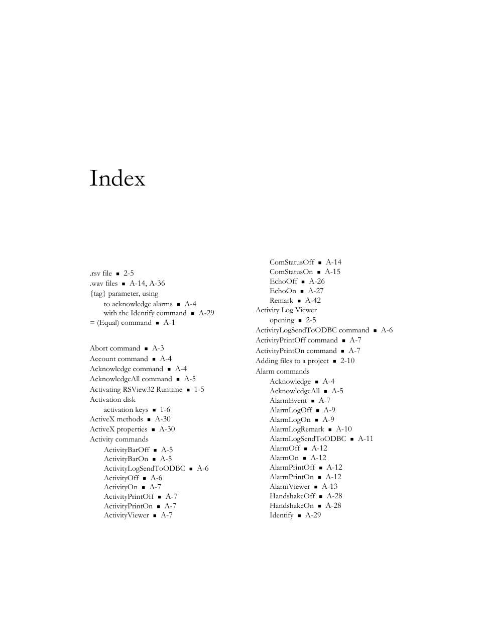 Index, Symbols | Rockwell Automation RSView32 Runtime Users Guide User Manual | Page 83 / 89