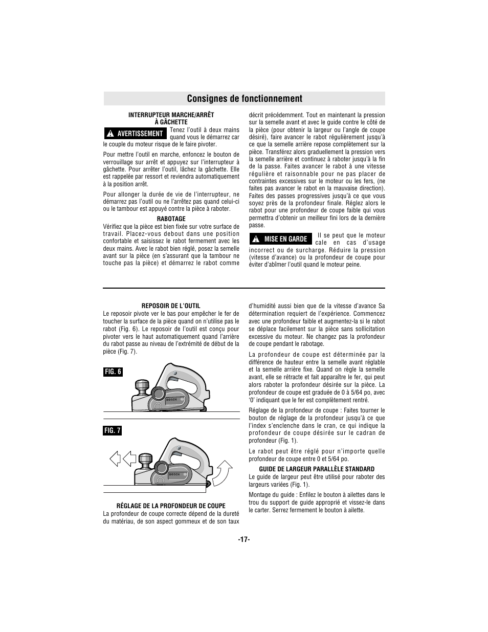 Consignes de fonctionnement | Bosch 3365 User Manual | Page 17 / 32