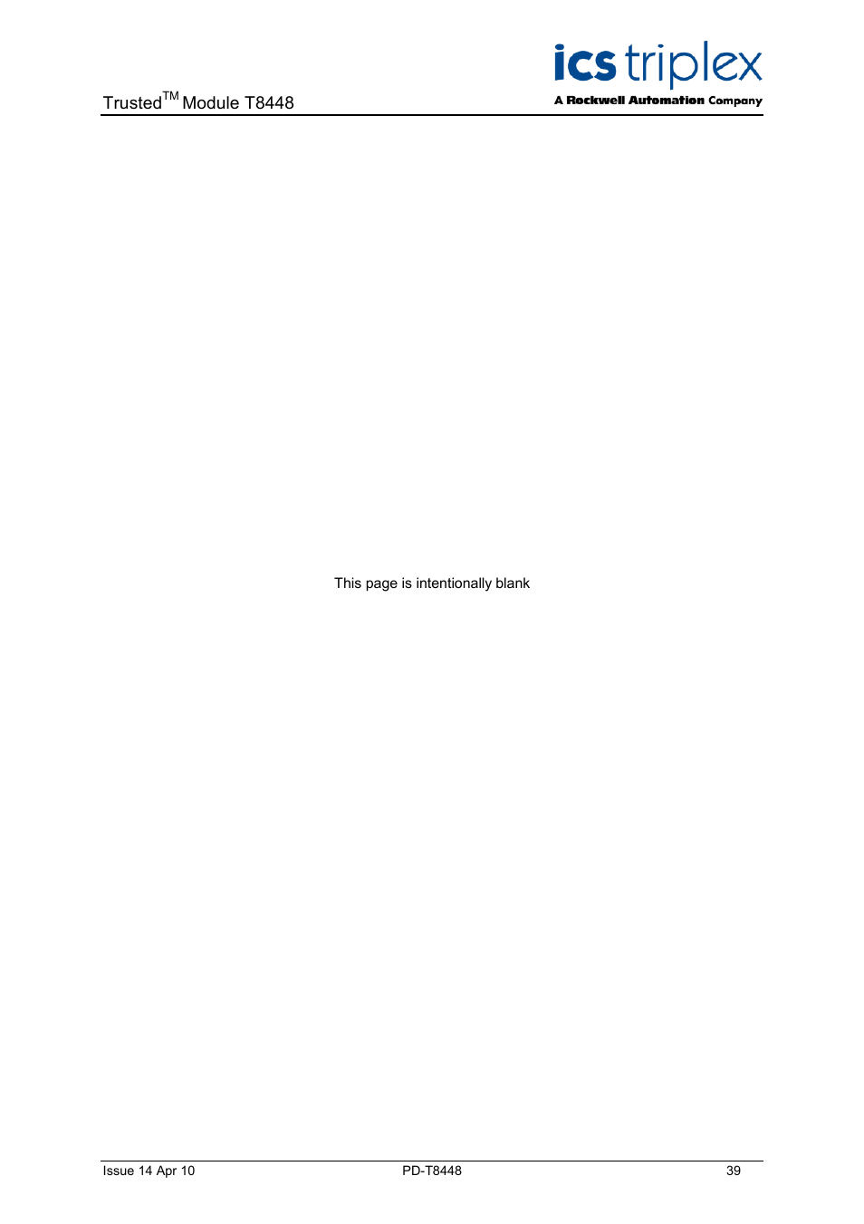 Trusted, Module t8448 | Rockwell Automation T8448 Trusted TMR Zone Interface Module - 40 Channel User Manual | Page 39 / 40