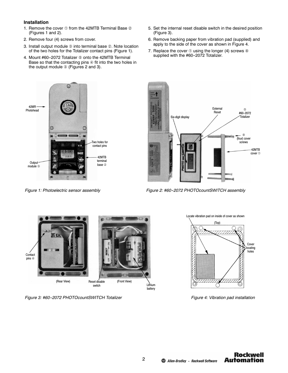 Rockwell Automation 60-2072 PHOTOcountSWITCH Totalizer Series 5000 Accessories User Manual | Page 2 / 4