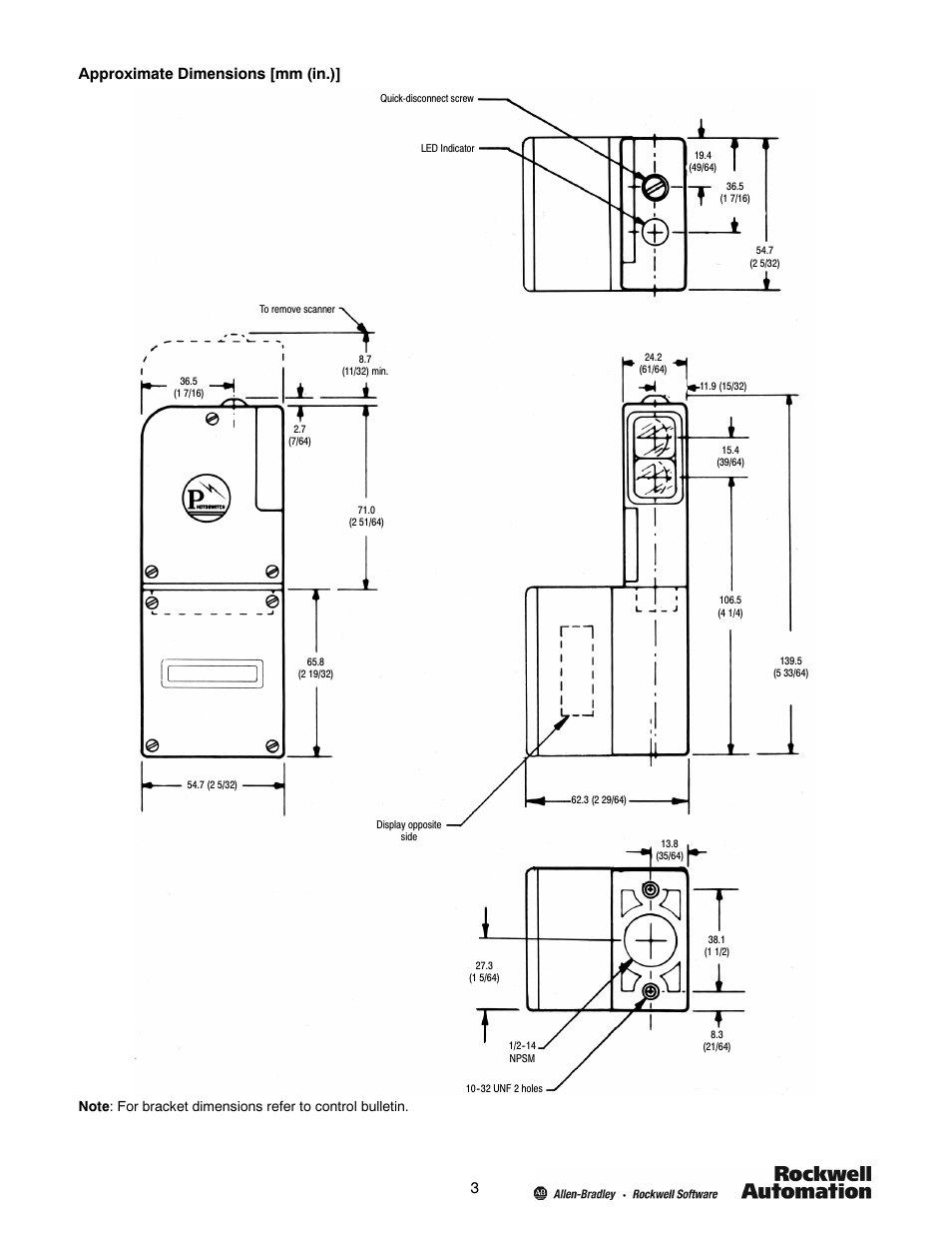 3approximate dimensions [mm (in.) | Rockwell Automation 60-2072 PHOTOcountSWITCH Totalizer Series 5000 Accessories User Manual | Page 3 / 4