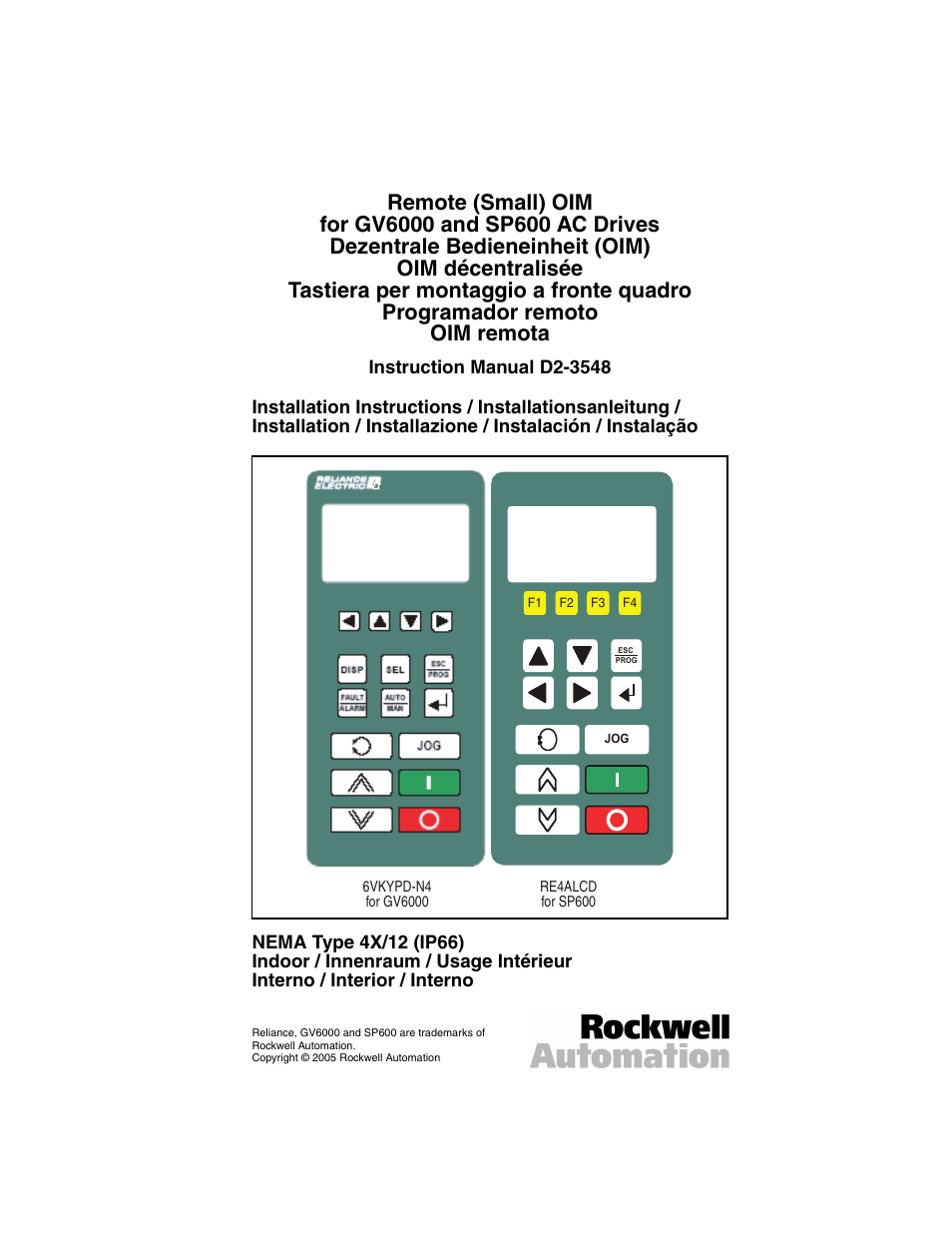 Rockwell Automation GV6000 Remote (Small) OIM User Manual | 4 pages