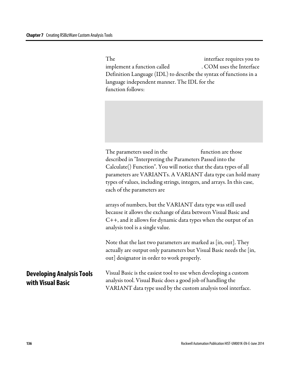 Developing analysis tools with visual basic | Rockwell Automation FactoryTalk Historian Classic User Guide User Manual | Page 136 / 164