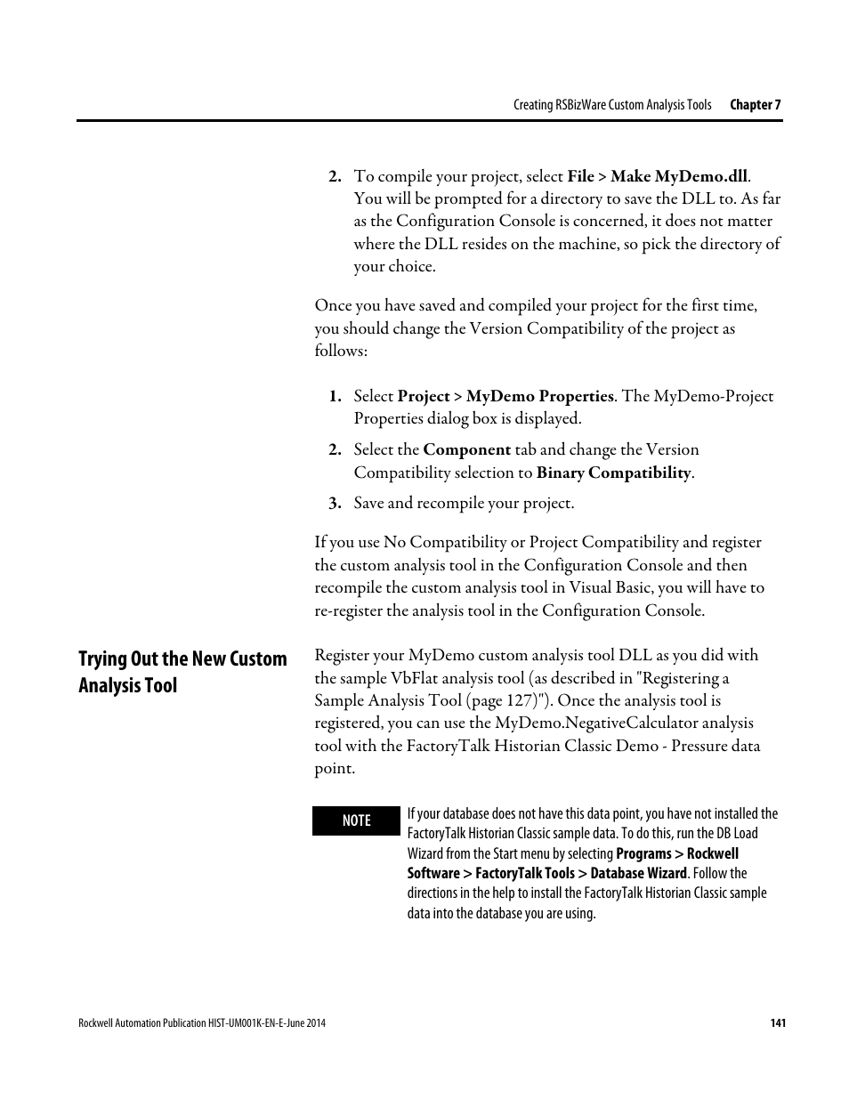 Trying out the new custom analysis tool | Rockwell Automation FactoryTalk Historian Classic User Guide User Manual | Page 141 / 164
