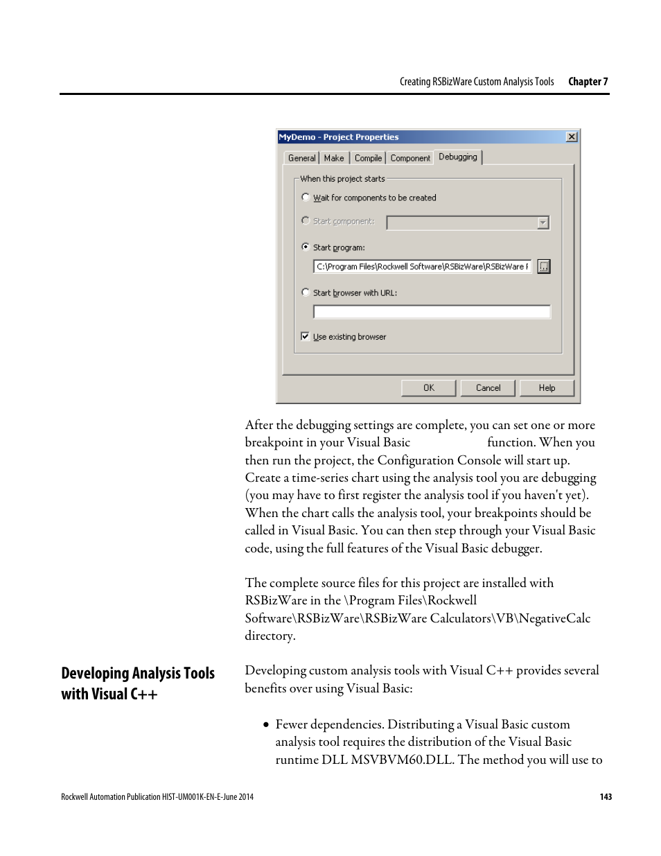 Developing analysis tools with visual c | Rockwell Automation FactoryTalk Historian Classic User Guide User Manual | Page 143 / 164