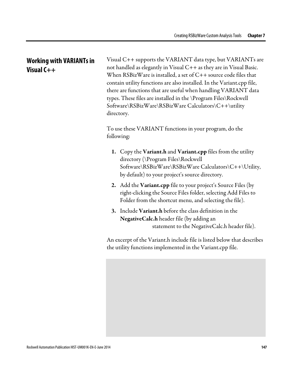Working with variants in visual c | Rockwell Automation FactoryTalk Historian Classic User Guide User Manual | Page 147 / 164