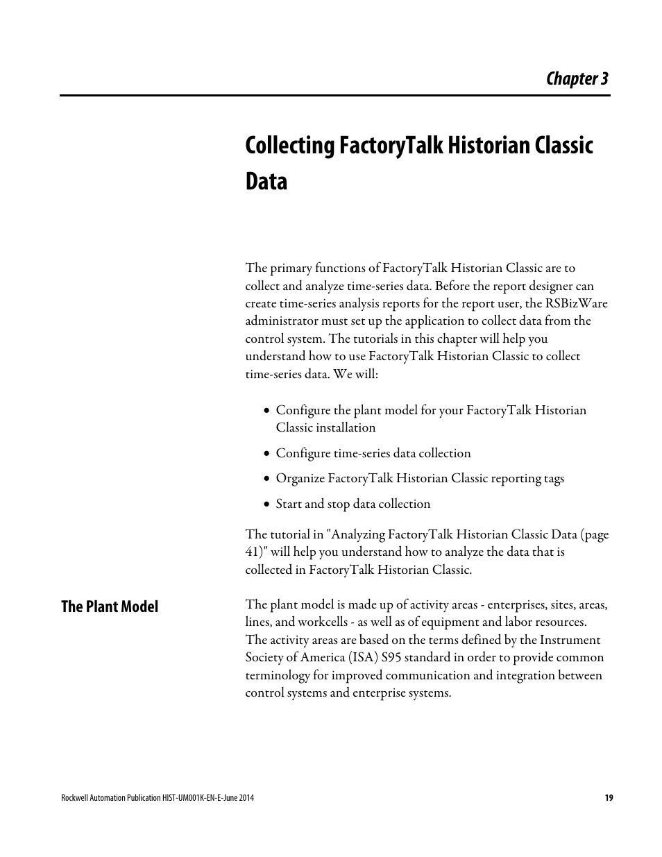 Collecting factorytalk historian classic data, The plant model, Chapter 3 | Collecting factorytalk historian, Classic data | Rockwell Automation FactoryTalk Historian Classic User Guide User Manual | Page 19 / 164