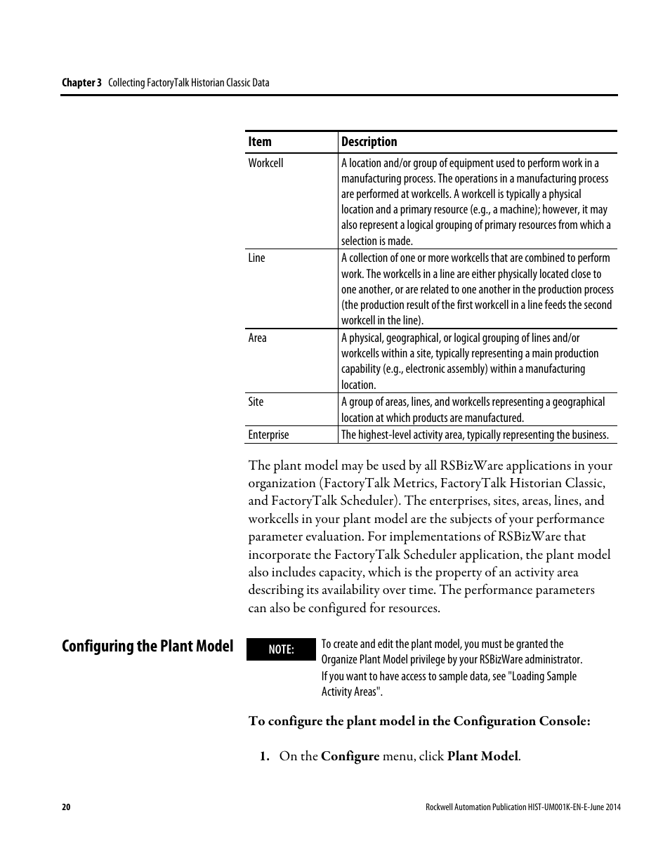 Configuring the plant model | Rockwell Automation FactoryTalk Historian Classic User Guide User Manual | Page 20 / 164