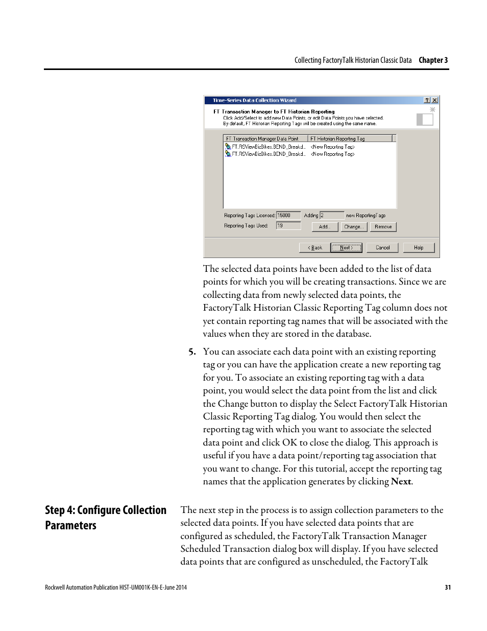 Step 4: configure collection parameters | Rockwell Automation FactoryTalk Historian Classic User Guide User Manual | Page 31 / 164