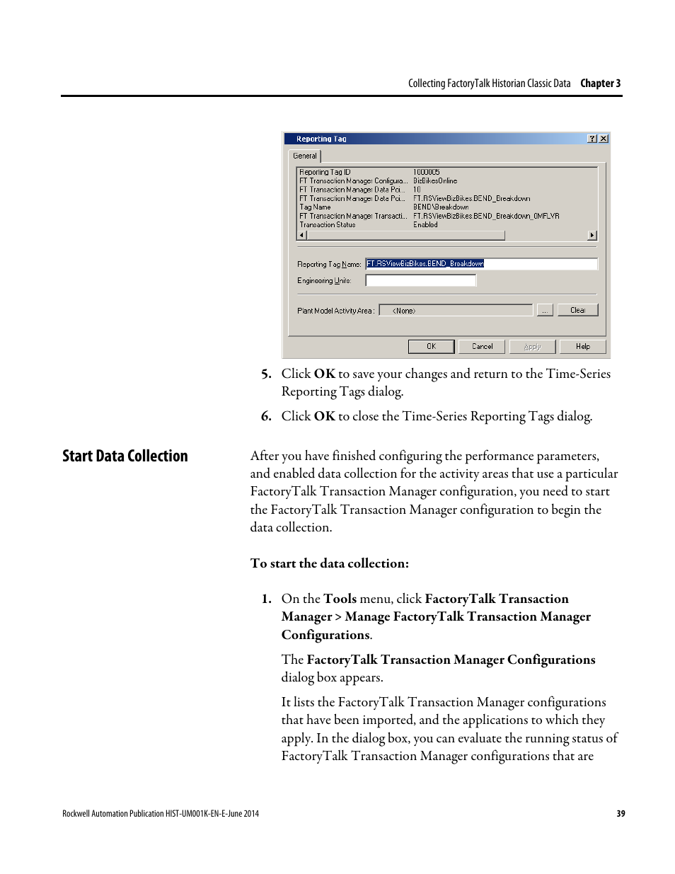 Start data collection | Rockwell Automation FactoryTalk Historian Classic User Guide User Manual | Page 39 / 164