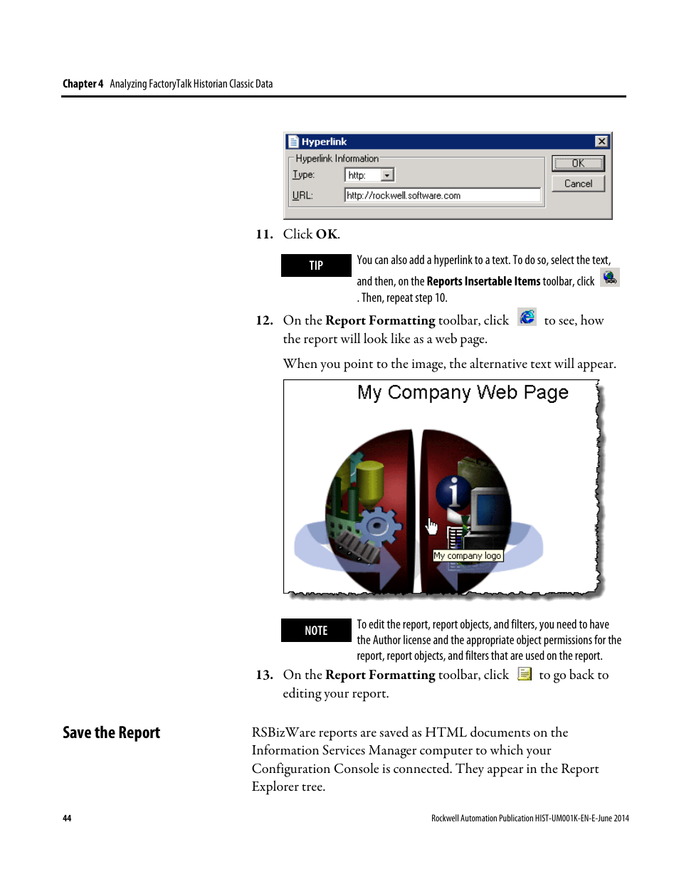 Save the report | Rockwell Automation FactoryTalk Historian Classic User Guide User Manual | Page 44 / 164