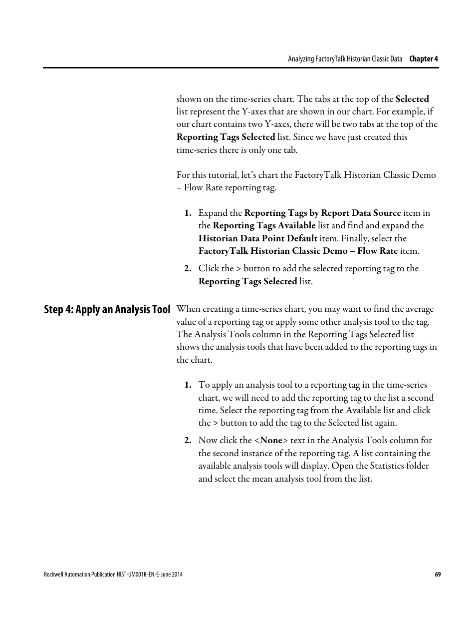 Step 4: apply an analysis tool | Rockwell Automation FactoryTalk Historian Classic User Guide User Manual | Page 69 / 164