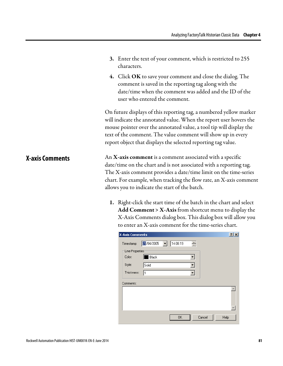 X-axis comments | Rockwell Automation FactoryTalk Historian Classic User Guide User Manual | Page 81 / 164