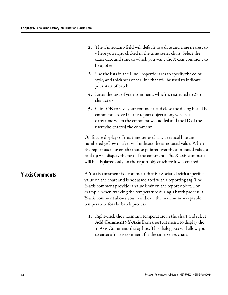 Y-axis comments | Rockwell Automation FactoryTalk Historian Classic User Guide User Manual | Page 82 / 164