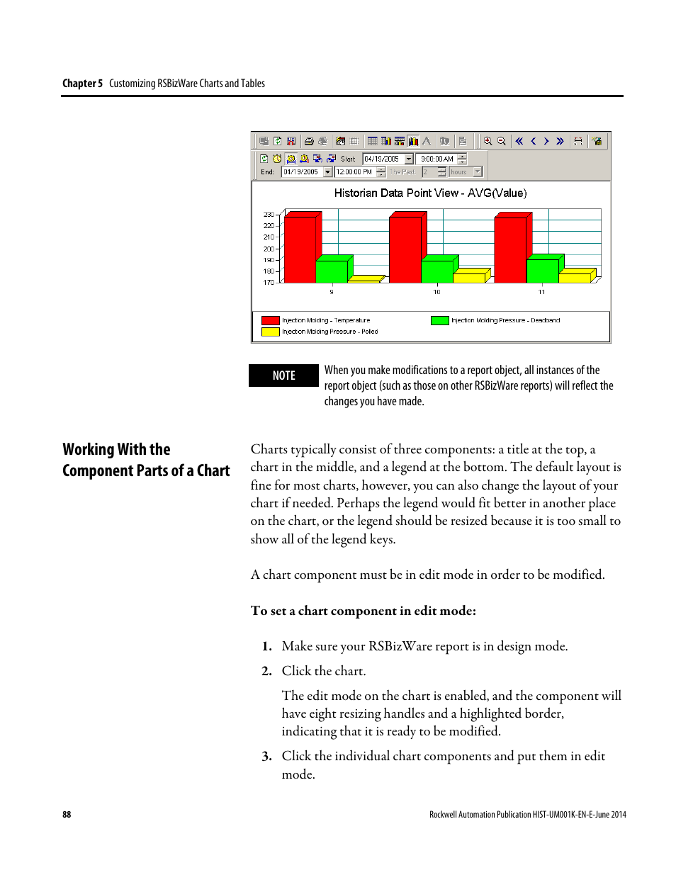 Working with the component parts of a chart | Rockwell Automation FactoryTalk Historian Classic User Guide User Manual | Page 88 / 164