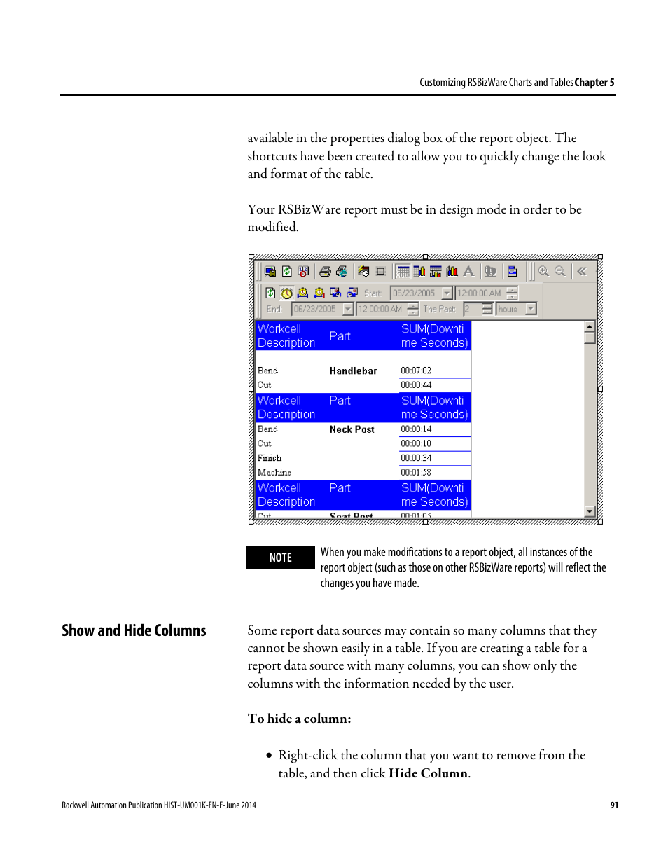 Show and hide columns | Rockwell Automation FactoryTalk Historian Classic User Guide User Manual | Page 91 / 164