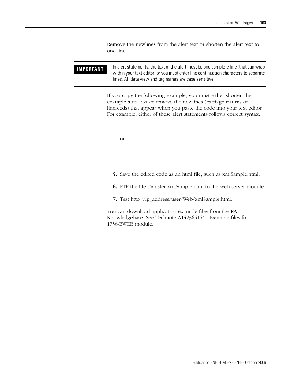 Rockwell Automation 1768-EWEB EtherNet/IP Web Server Module User Manual User Manual | Page 103 / 170