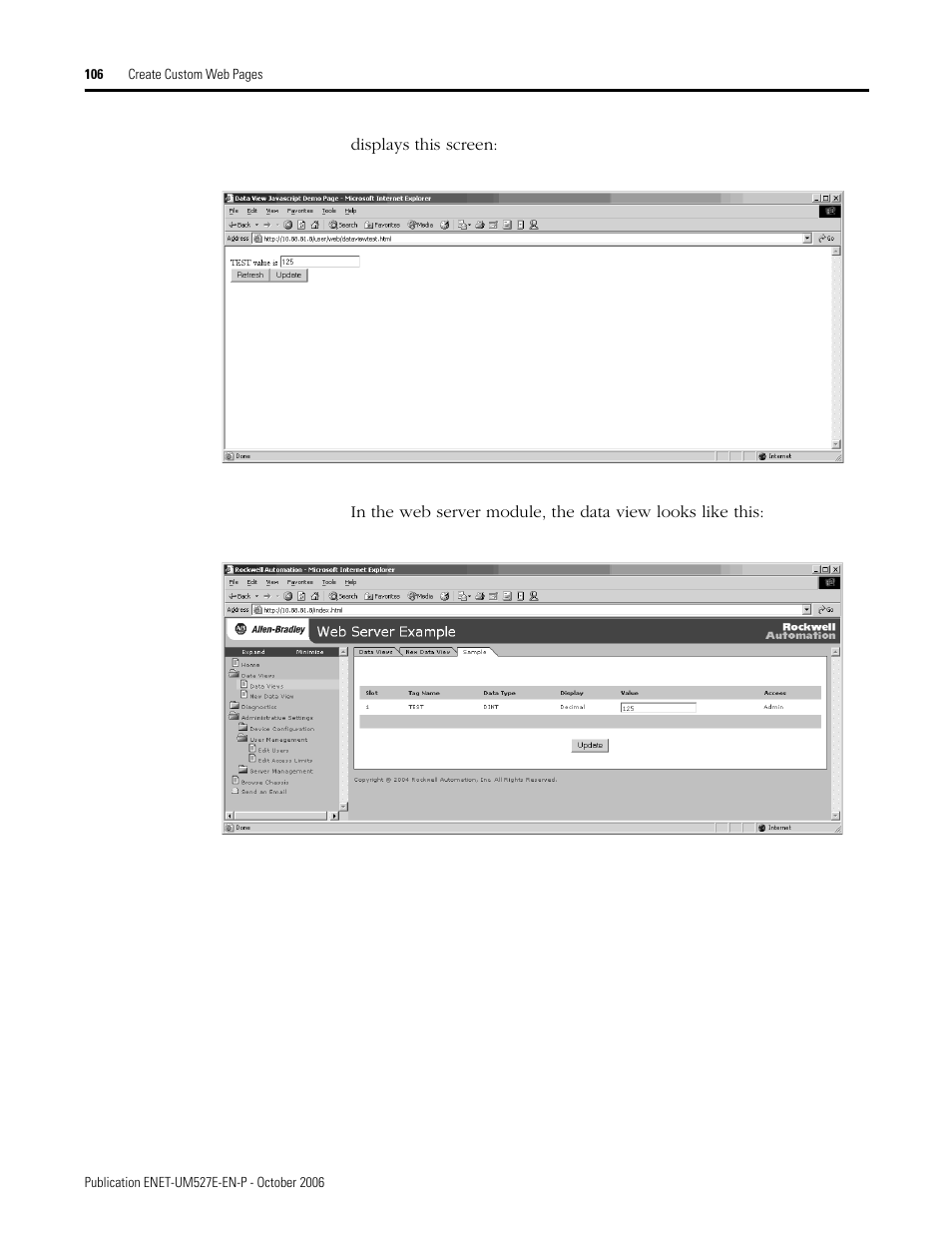 Rockwell Automation 1768-EWEB EtherNet/IP Web Server Module User Manual User Manual | Page 106 / 170