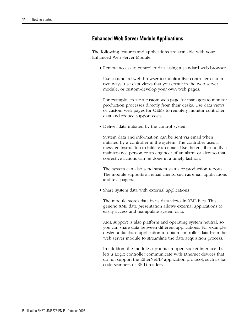 Enhanced web server module applications | Rockwell Automation 1768-EWEB EtherNet/IP Web Server Module User Manual User Manual | Page 14 / 170