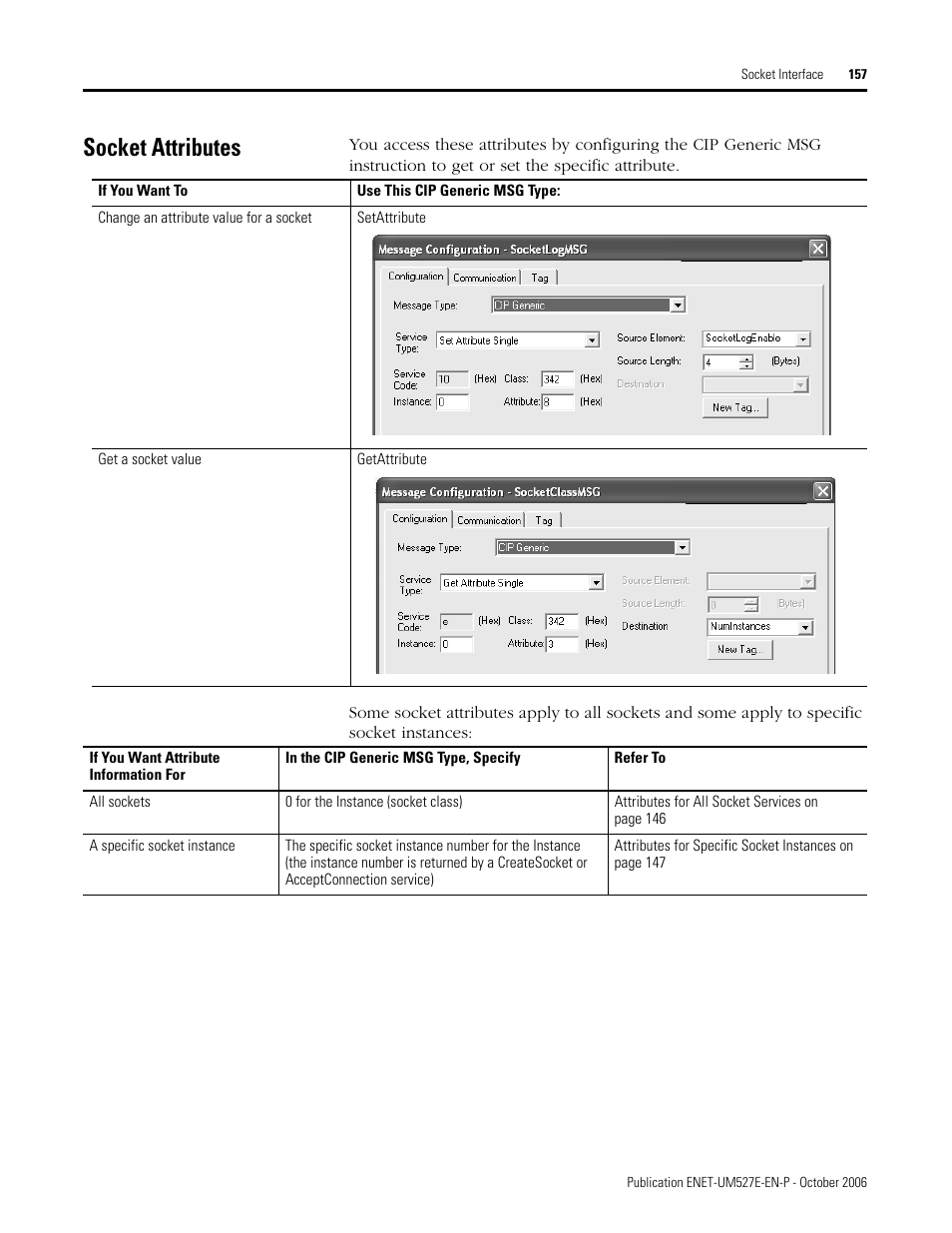 Socket attributes | Rockwell Automation 1768-EWEB EtherNet/IP Web Server Module User Manual User Manual | Page 157 / 170