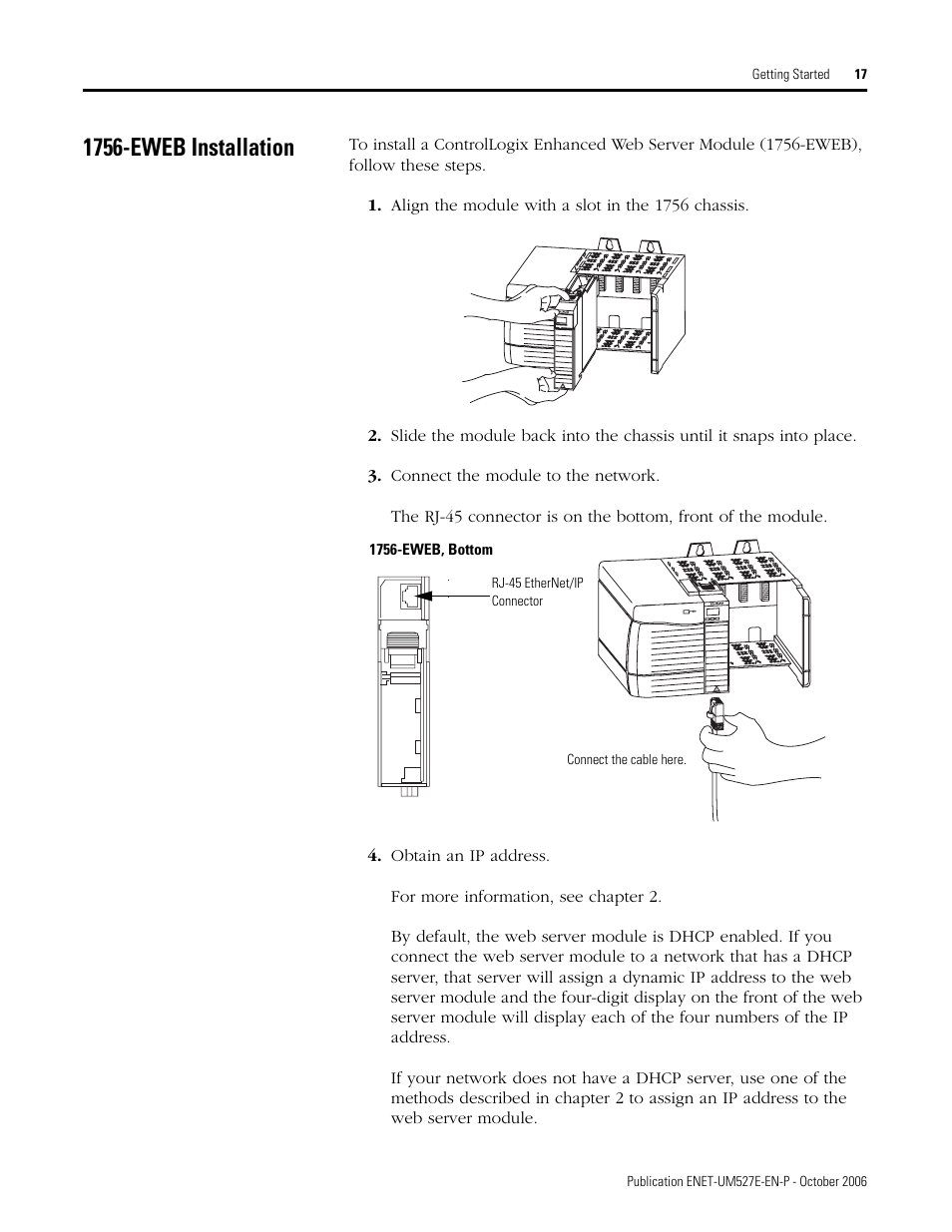 1756-eweb installation | Rockwell Automation 1768-EWEB EtherNet/IP Web Server Module User Manual User Manual | Page 17 / 170