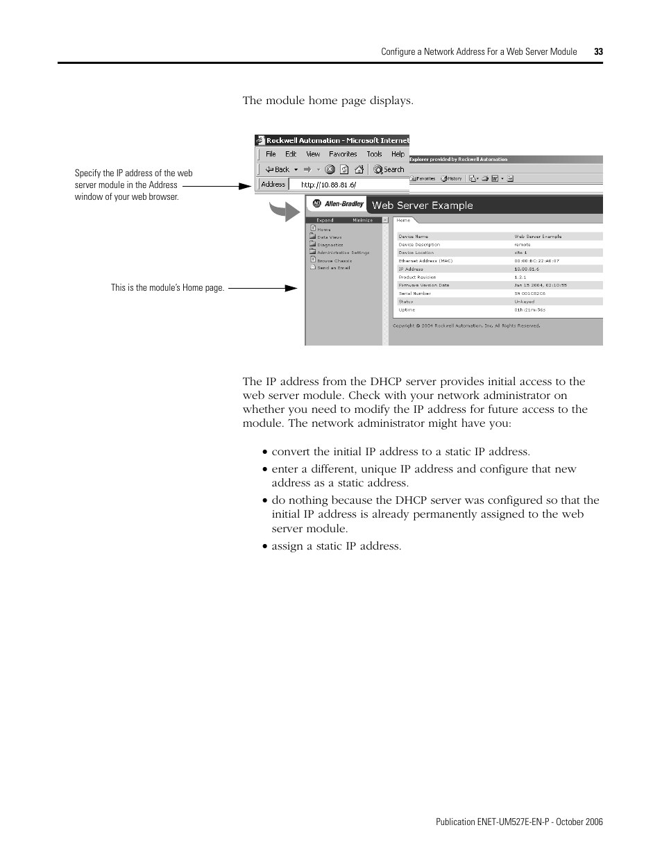 Rockwell Automation 1768-EWEB EtherNet/IP Web Server Module User Manual User Manual | Page 33 / 170
