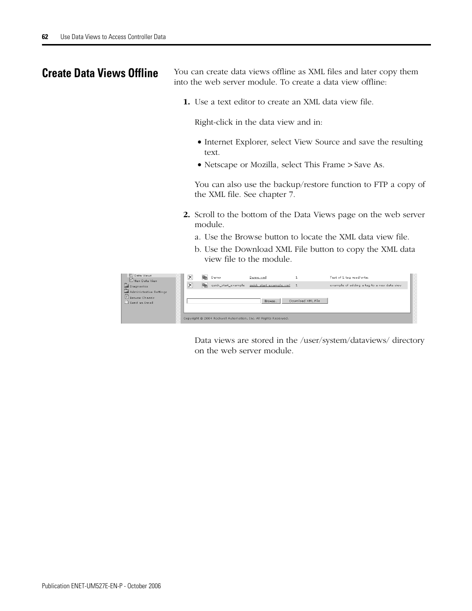 Create data views offline | Rockwell Automation 1768-EWEB EtherNet/IP Web Server Module User Manual User Manual | Page 62 / 170