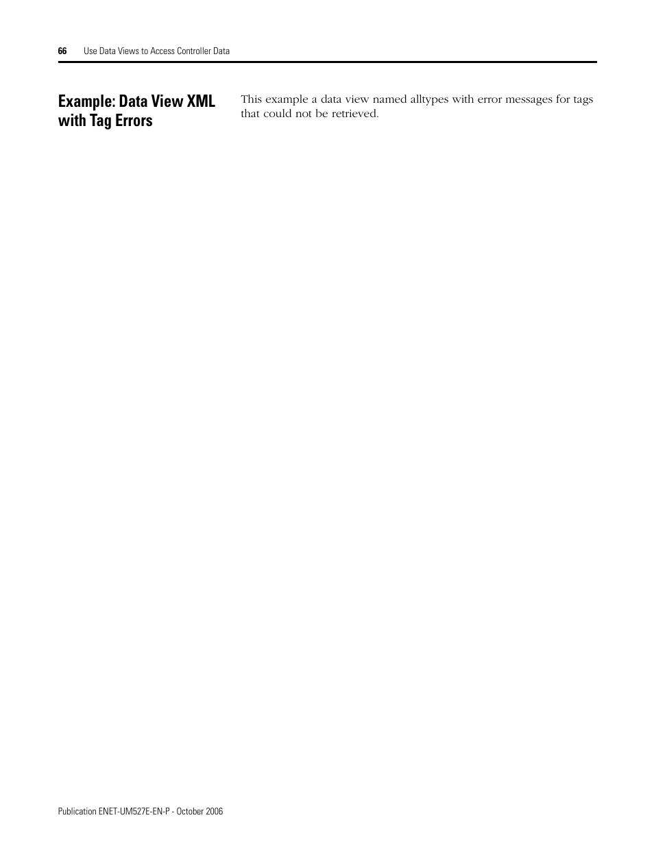 Example: data view xml with tag errors | Rockwell Automation 1768-EWEB EtherNet/IP Web Server Module User Manual User Manual | Page 66 / 170