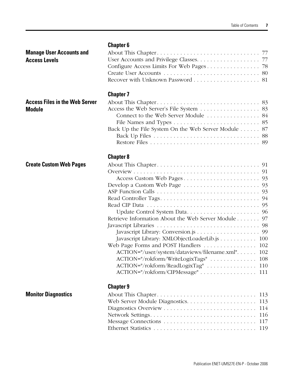 Rockwell Automation 1768-EWEB EtherNet/IP Web Server Module User Manual User Manual | Page 7 / 170