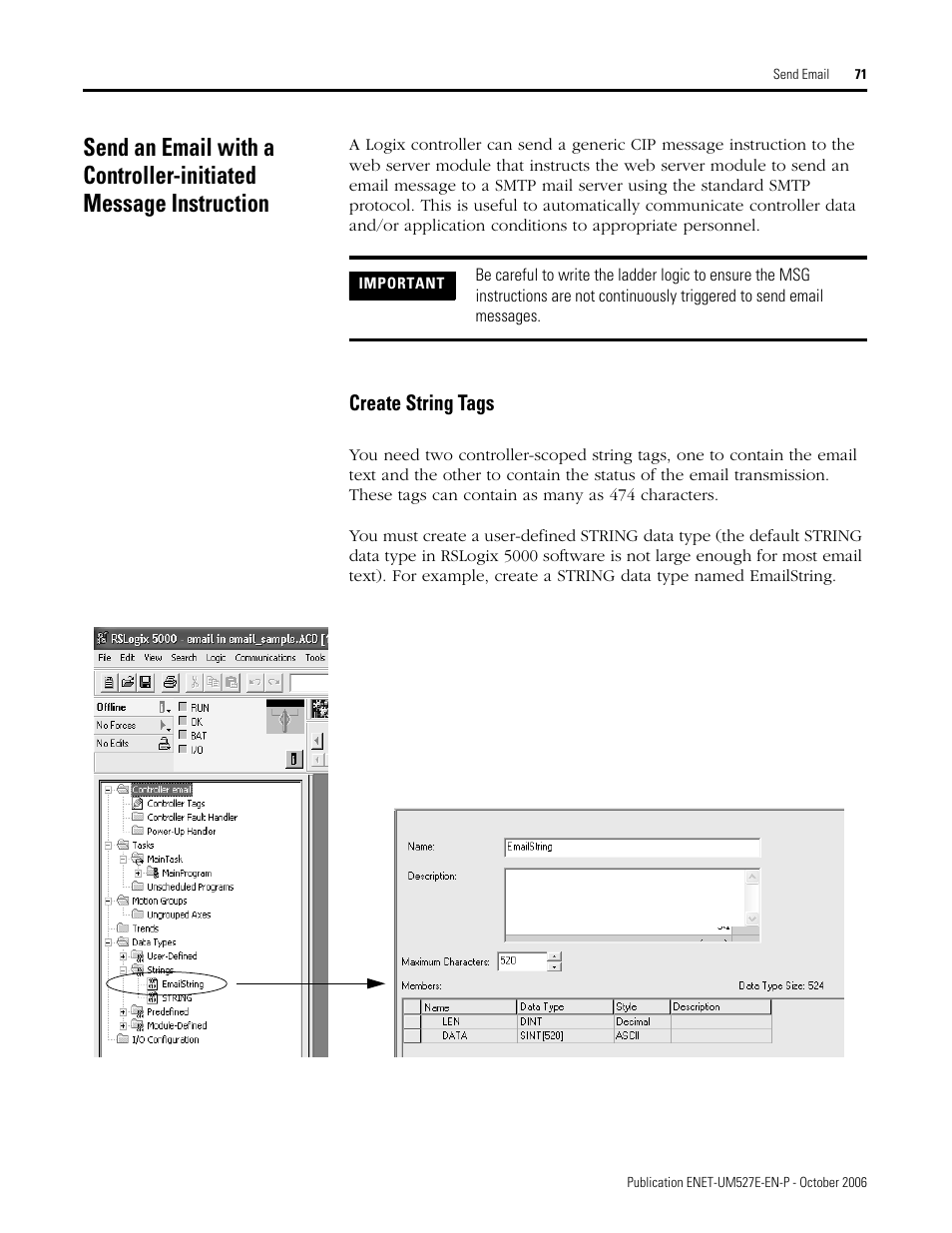 Create string tags | Rockwell Automation 1768-EWEB EtherNet/IP Web Server Module User Manual User Manual | Page 71 / 170