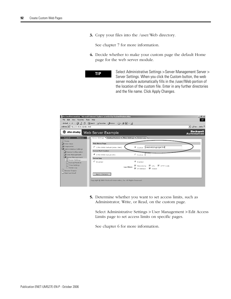 Rockwell Automation 1768-EWEB EtherNet/IP Web Server Module User Manual User Manual | Page 92 / 170