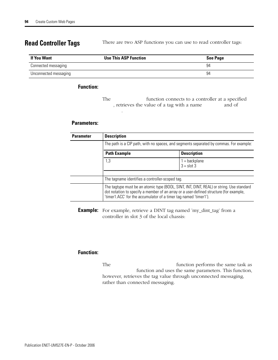 Read controller tags | Rockwell Automation 1768-EWEB EtherNet/IP Web Server Module User Manual User Manual | Page 94 / 170