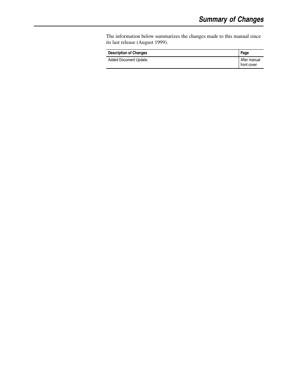 Summary of changes | Rockwell Automation GV3000/SE 230VAC 30-100HP GP & Vector Drive V6.04 Start-Up and Reference Manual User Manual | Page 5 / 224