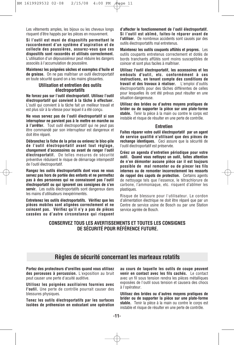 Bosch 11236VS User Manual | Page 11 / 28
