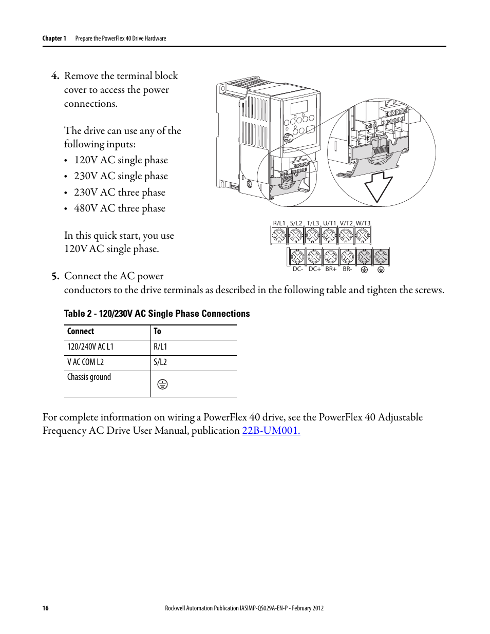 120v ac single phase, 230v ac single phase, 230v ac three phase | Rockwell Automation Logix5000 Systems: Connecting PowerFlex 40 Drives over an EtherNet/IP Network Quick Start User Manual | Page 16 / 36