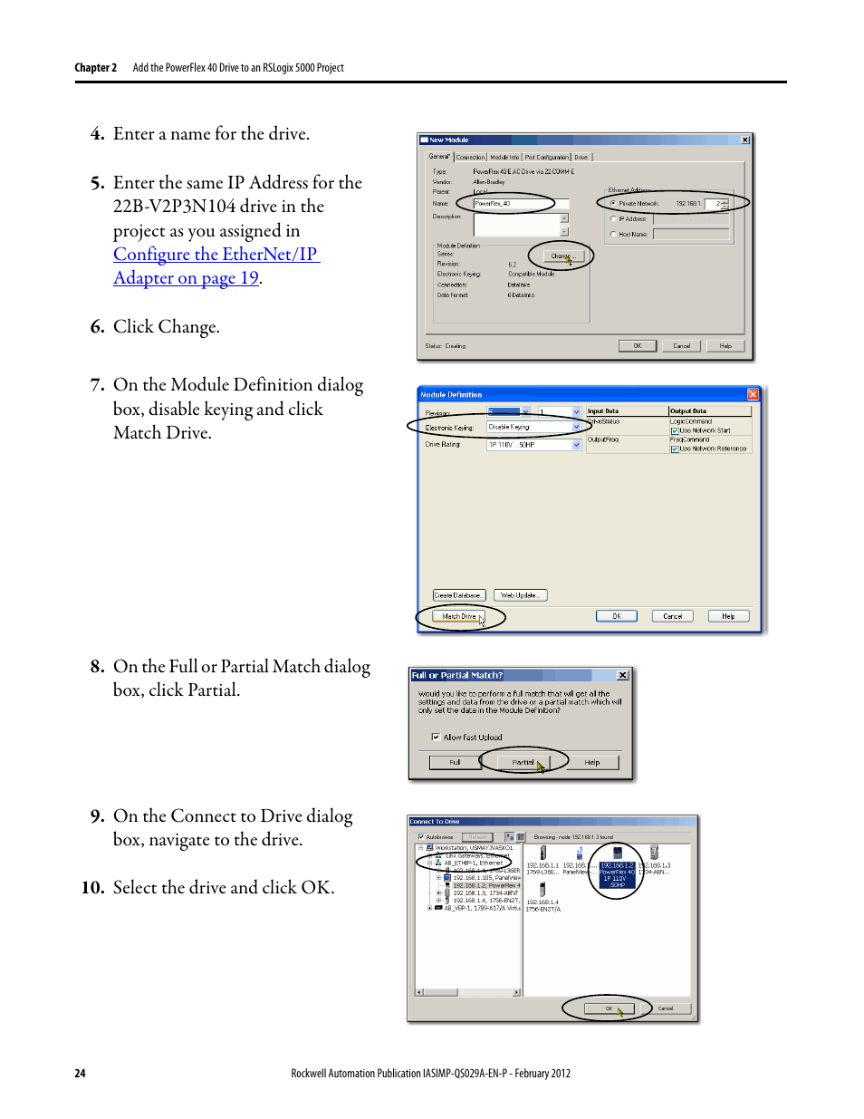 Rockwell Automation Logix5000 Systems: Connecting PowerFlex 40 Drives over an EtherNet/IP Network Quick Start User Manual | Page 24 / 36