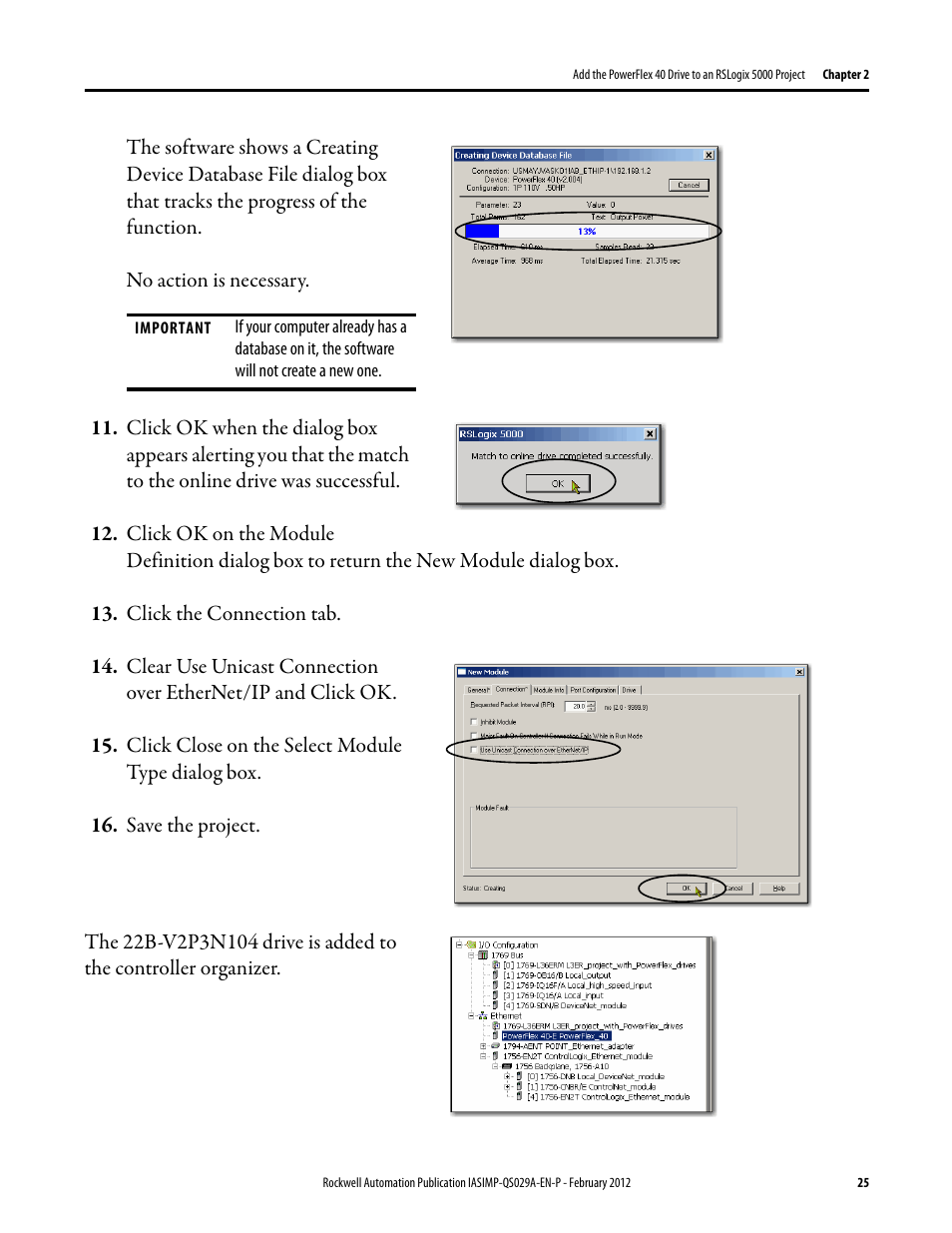 Rockwell Automation Logix5000 Systems: Connecting PowerFlex 40 Drives over an EtherNet/IP Network Quick Start User Manual | Page 25 / 36