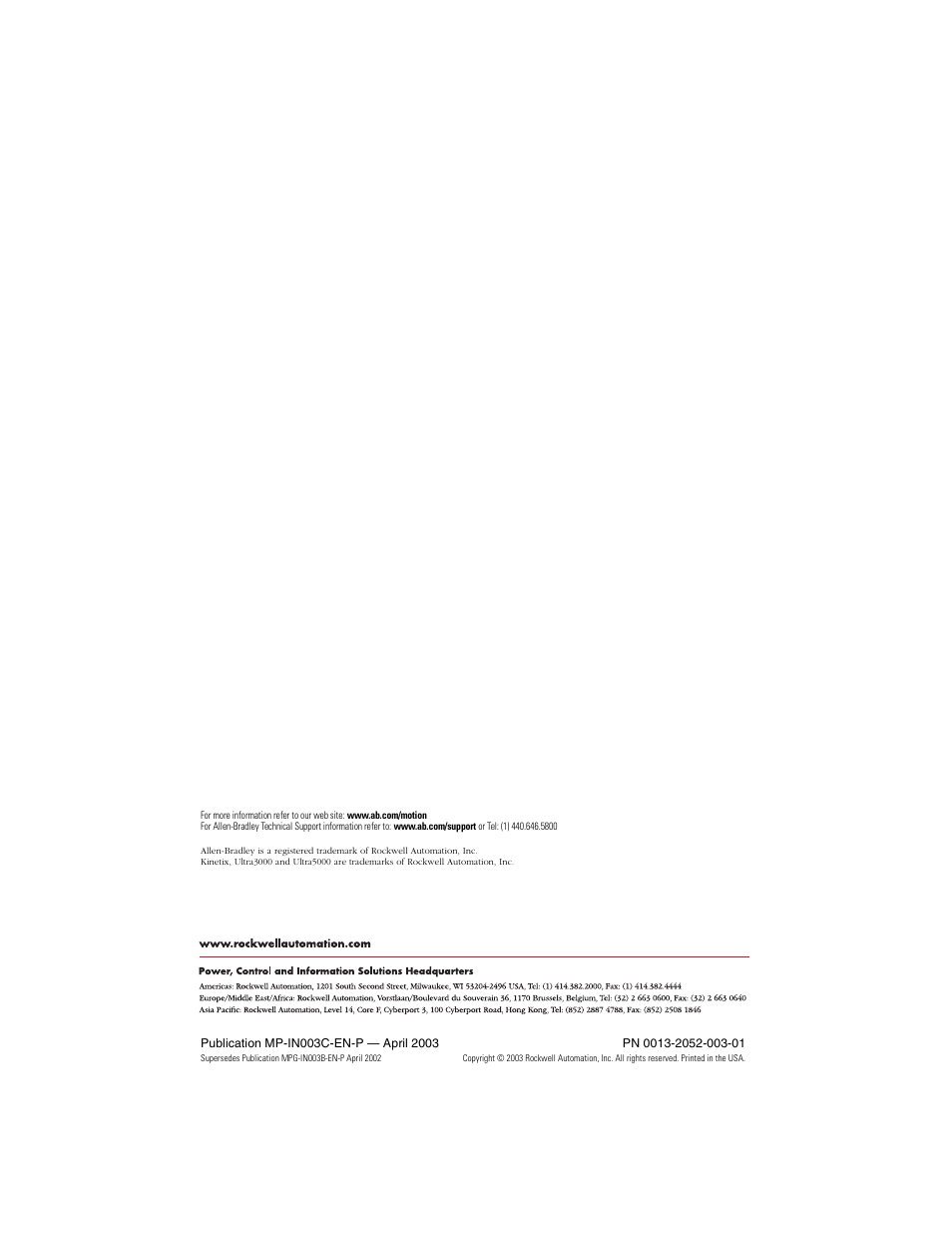 Back cover | Rockwell Automation MPG-xxxx Integrated Gear Motor User Manual | Page 32 / 32