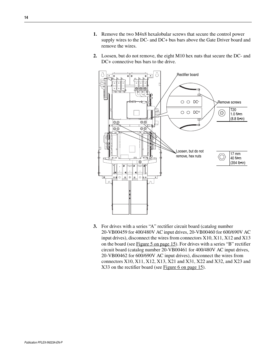 Rockwell Automation 20D PowerFlex 700S and 700H Frame 10...12 Rectifier Module Replacement Kit User Manual | Page 14 / 50