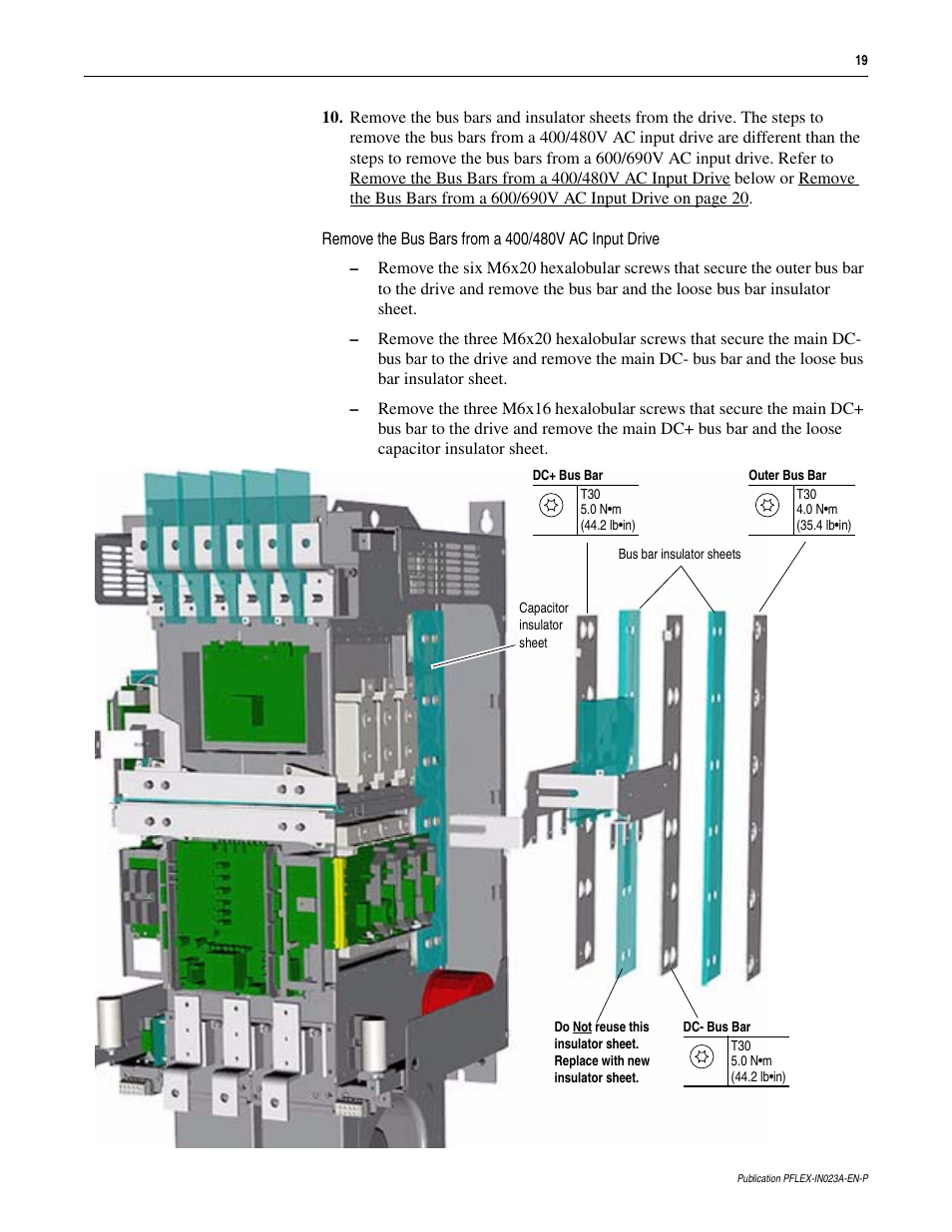 Rockwell Automation 20D PowerFlex 700S and 700H Frame 10...12 Rectifier Module Replacement Kit User Manual | Page 19 / 50